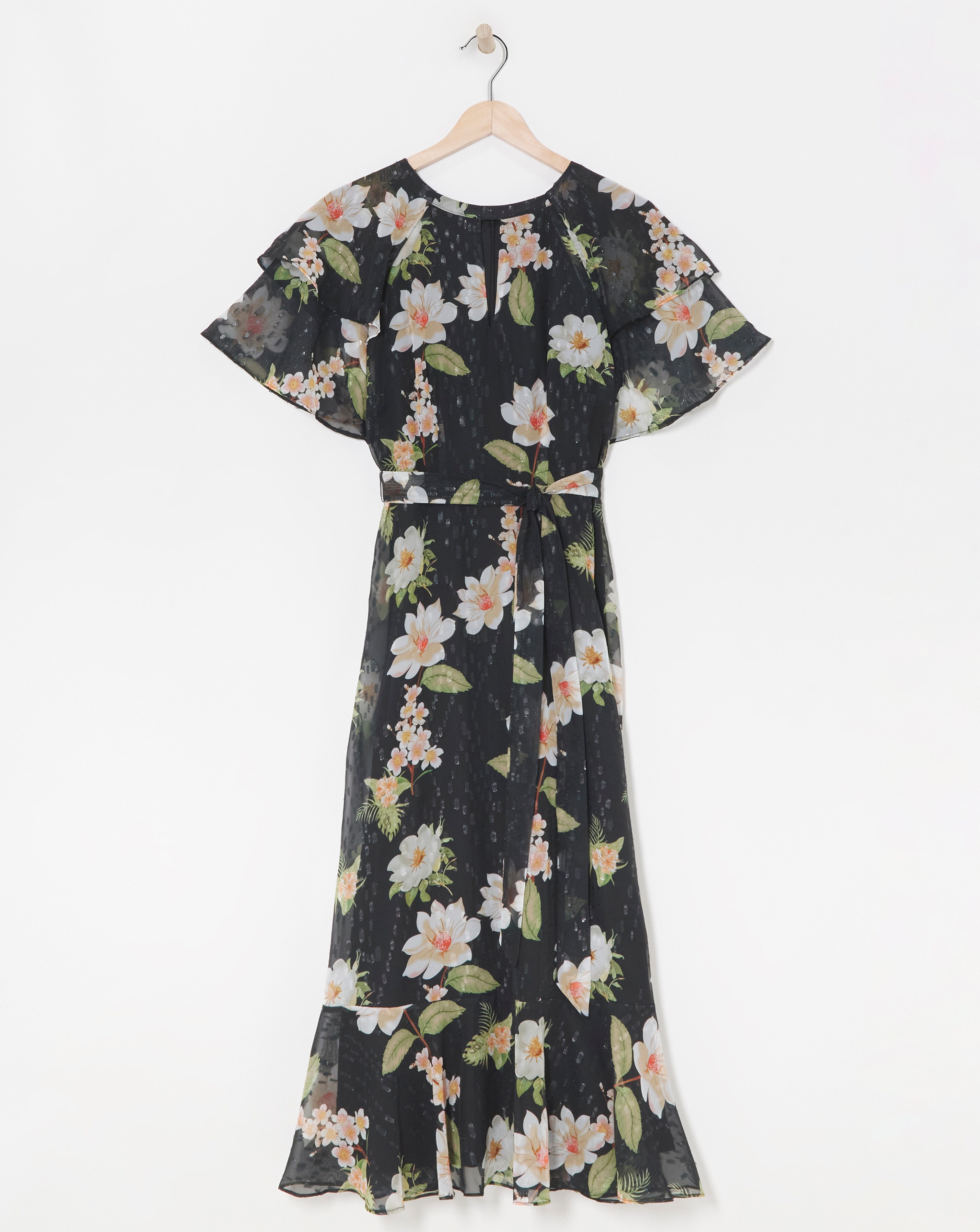 Joanna Hope Dobby Spot Tie Waist Maxi Dress