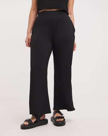 Value Black Jersey Elasticated Waist Wide Leg Trouser