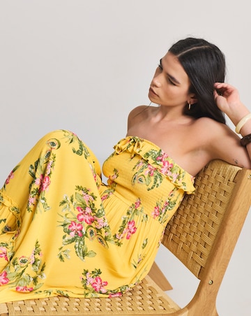 Figleaves Shirred Ruffle Detail Maxi Beach Dress