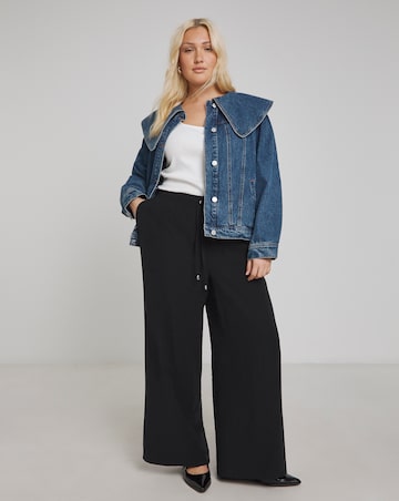 Mid Blue Statement Collar Demim Jacket