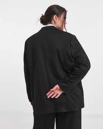 Black Stretch Ponte Jersey Relaxed Blazer