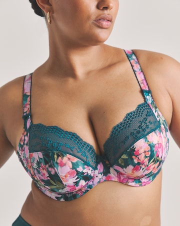 Elomi Lucie Plunge Wired Bra Teal Floral