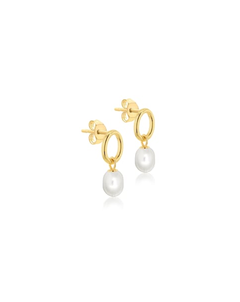 9ct Yellow Gold Baroque Pearl Earrings