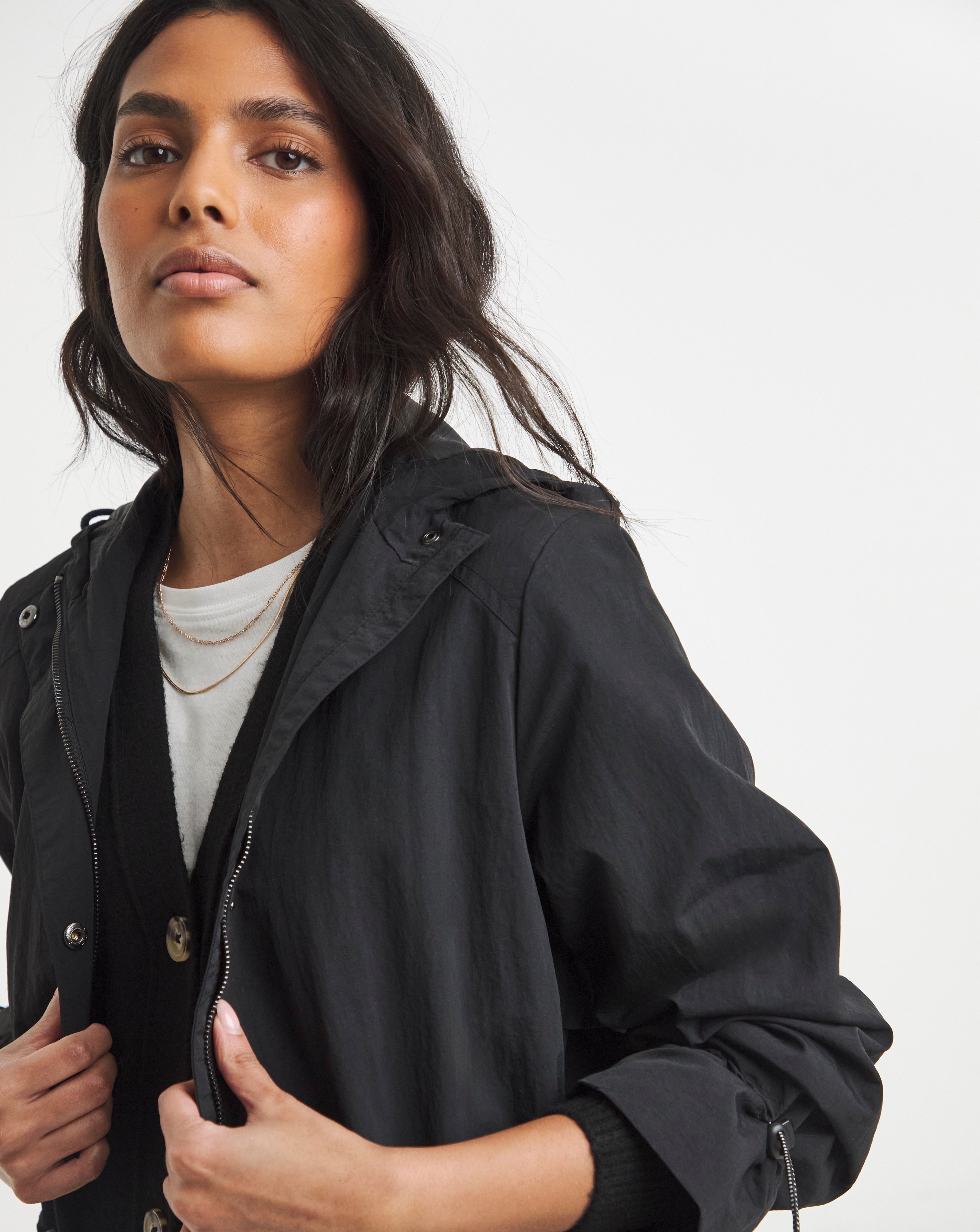Black Longline Tech Parka | Simply Be