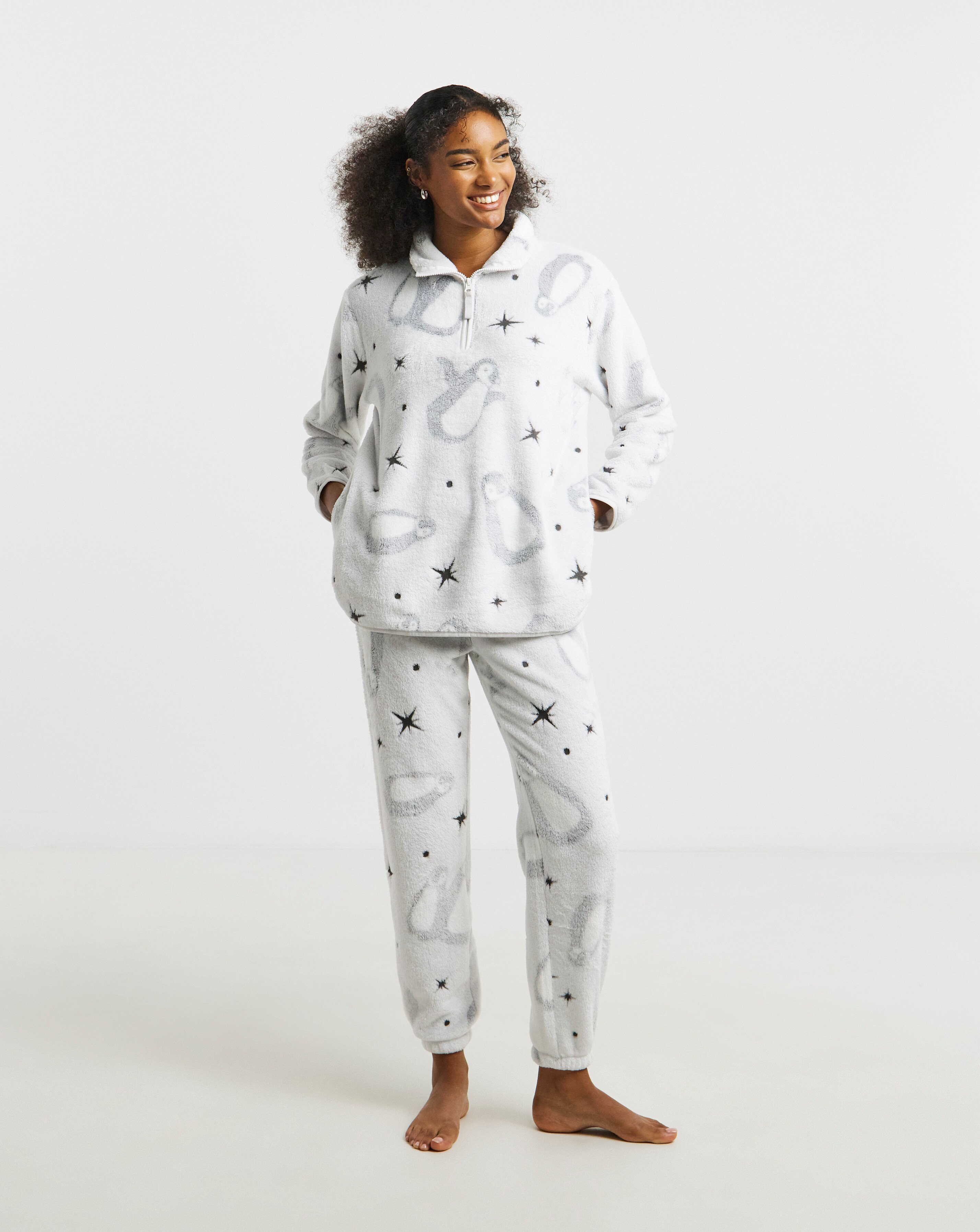Pretty Secrets Quarter Zip Fleece Twosie Christmas Penguin