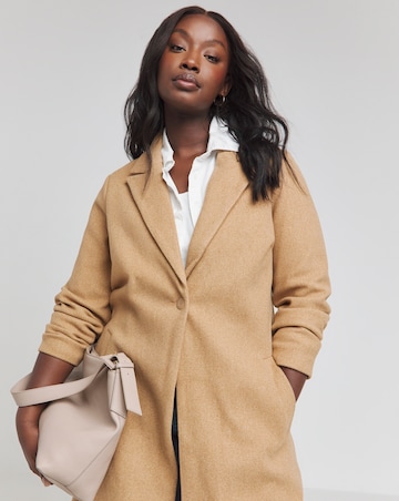 Camel Single Breasted Unlined Coat