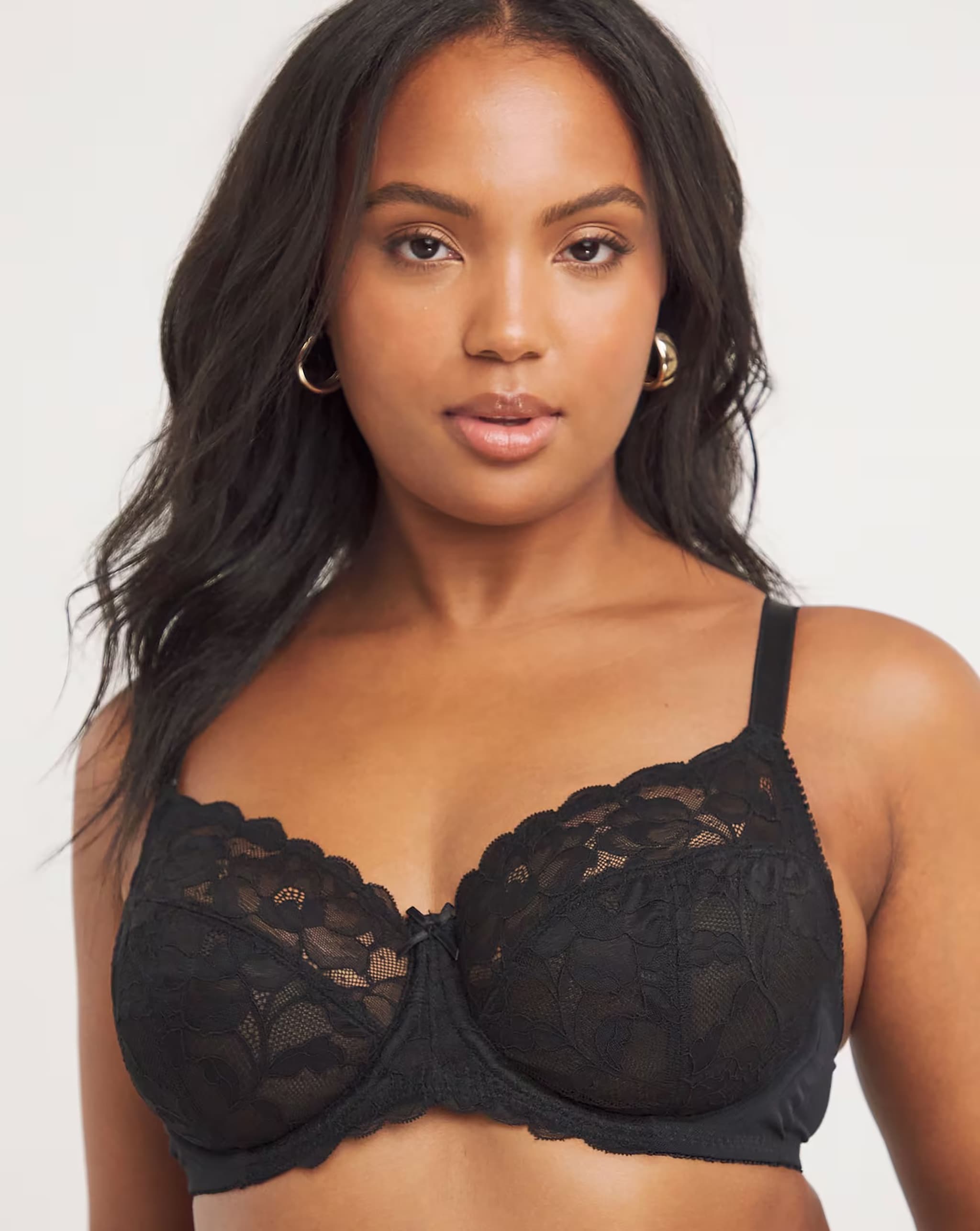Woman wearing a black bra