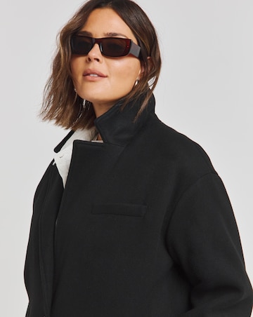 Black Faux Wool Maxi Coat