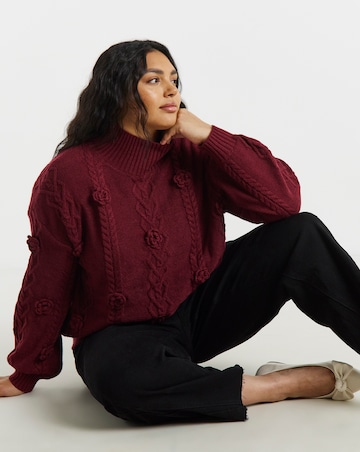 Lovedrobe Floral Cable Knit Jumper