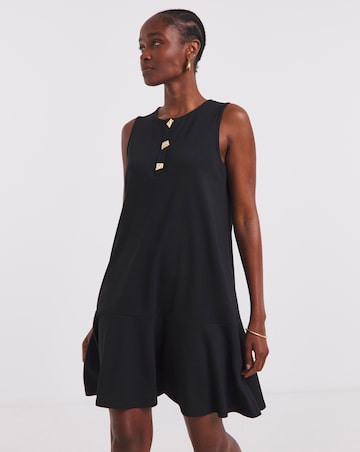 Simply Be Black Ponte Shift Dress With Drop Waist