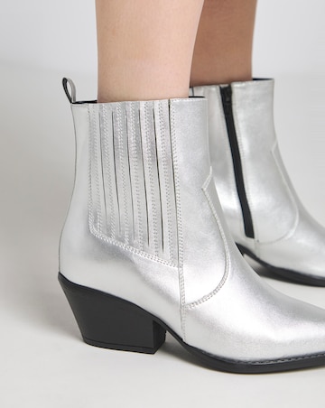 Katya Leather Pointed Chelsea Western Ankle Boots Extra Wide EEE Fit