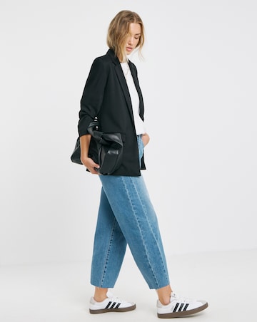 Black Stretch Ponte Jersey Relaxed Blazer