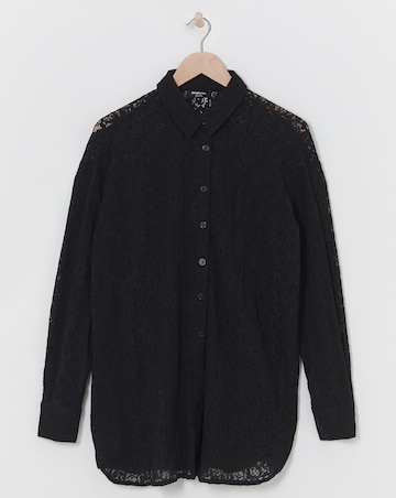 Black Longline Long Sleeve Lace Shirt