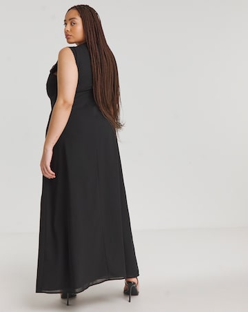 Maya Curve Floral Embellished Front Split Maxi Dress