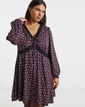 Ditsy Floral Supersoft Jersey Lace Trim Skater Dress