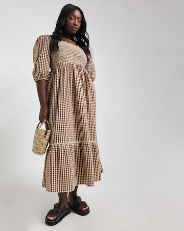 Nobody's Child Brown Gingham Elsa Midi Dress