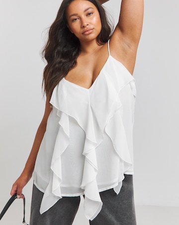Simply Be White Ruffle Front Cami