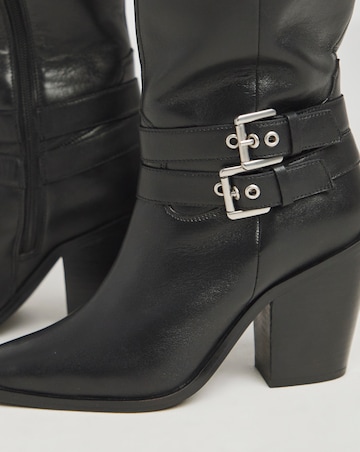 Roux Leather Western Knee High Heeled Boots Wide E Fit Curvy Calf