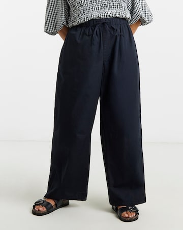 Simply Be Black Tie Waist Cotton Poplin Barrel Leg Trouser
