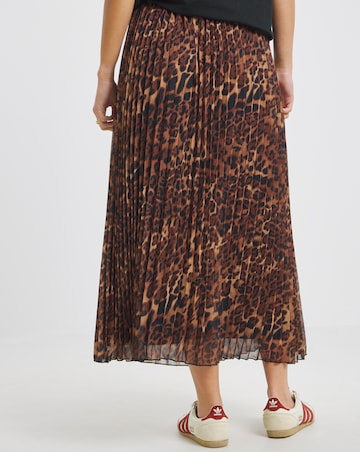 Simply Be Leopard Print Chiffon Pleated Midaxi Skirt