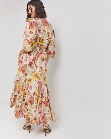 Jo by Joanna Hope Tie Waist Floral Jacquard Maxi Dress