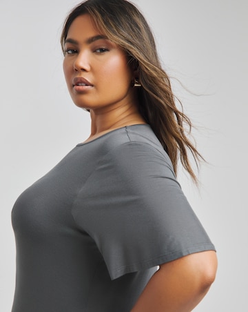 Simply Be Grey Viscose Elastane T-Shirt Midi Dress