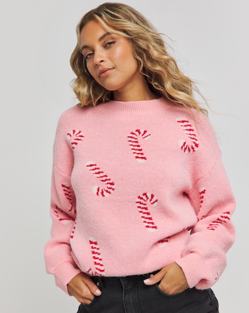 Pink Candy Cane Christmas Jumper