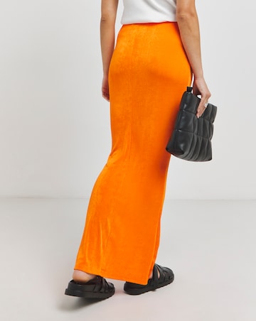 Orange Slinky Maxi Skirt