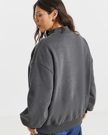 Simply Be Charcoal Marl Mon Cherie Flocked Graphic High Neck Sweatshirt
