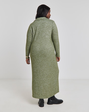 Cosy Khaki Marl Collared Maxi Column Dress