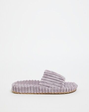 Cadiz Ribbed Towelling Slider Slippers Wide Fit