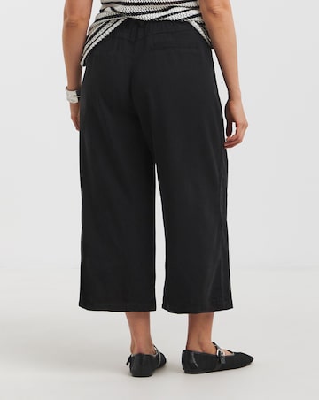 Black Crop Wide Leg Jeans with Tencel TM Lyocell