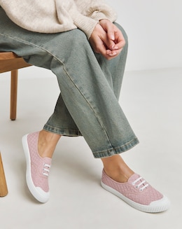 Birney Lace Up Plimsole Trainers - Wide Fit (E)