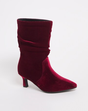 Ruched Kitten Heeled Boots E Fit | Simply Be