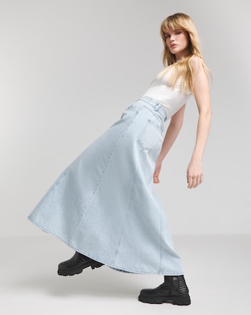 Light Wash A Line Maxi Denim Skirt