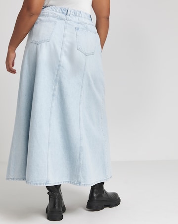 Light Wash A Line Maxi Denim Skirt