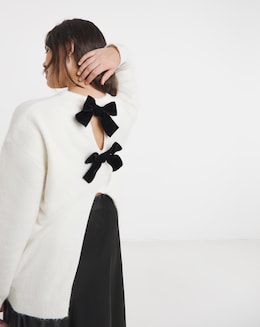 Ivory Bow Back Longline Jumper