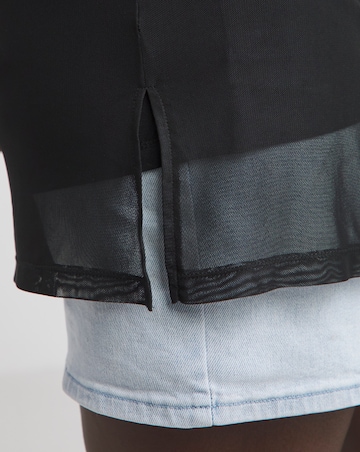 Black Mesh Longline Sleeveless Top
