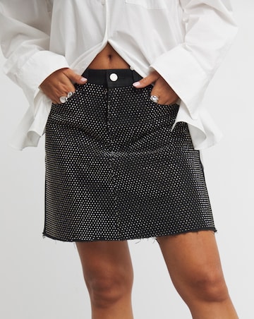 Black Embellished Mini Skirt