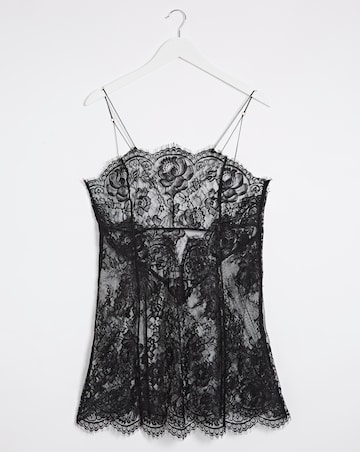 Figleaves Gigi Galloon Lace Chemise - Black