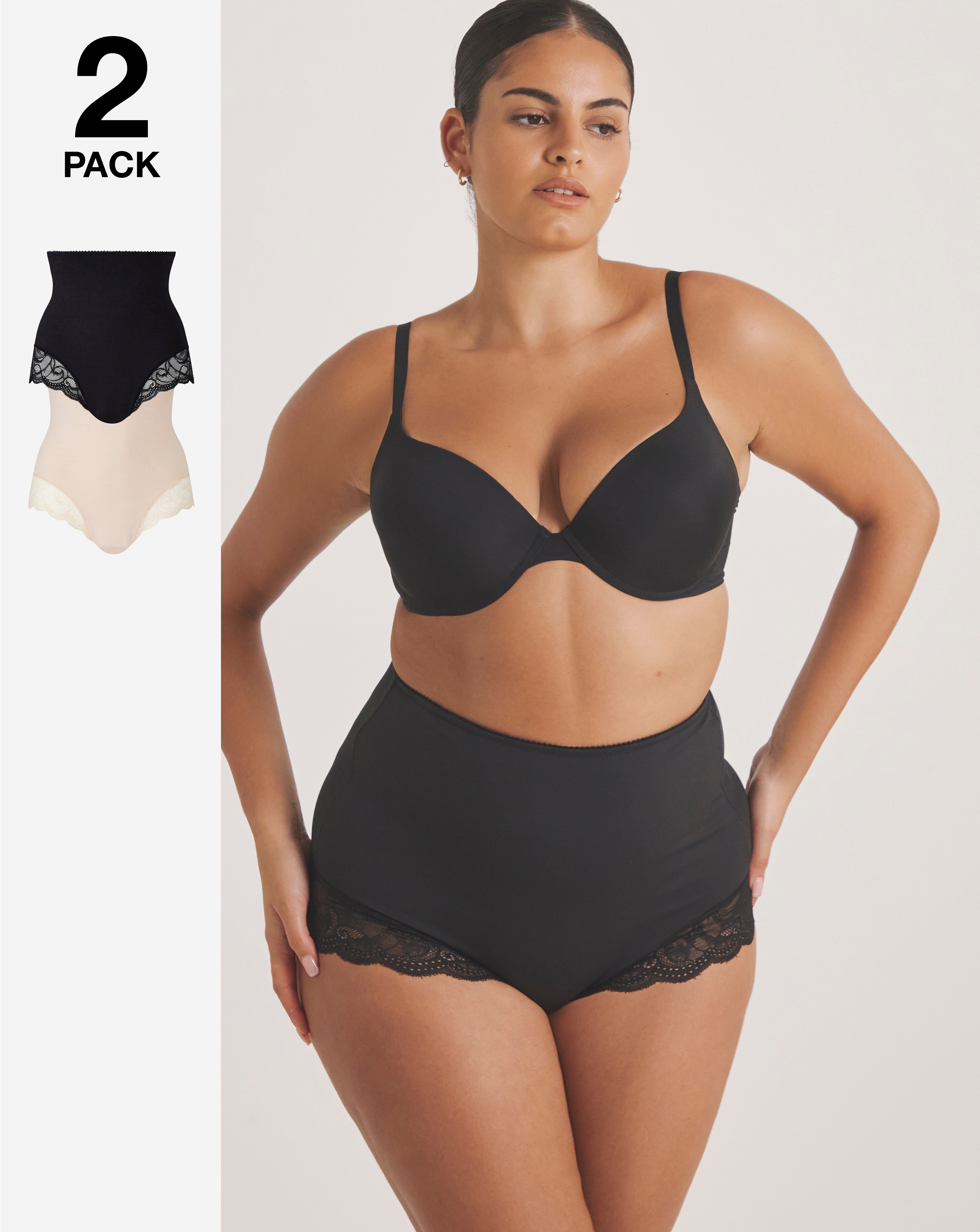 MAGISCULPT Firm Control (2 Pack) Tummy Control High Waist Lace Briefs