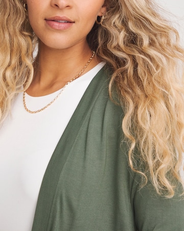 Khaki Long Sleeve Edge To Edge Jersey Cardigan