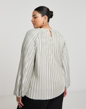Joanna Hope Plisse Blouse With Balloon Sleeves