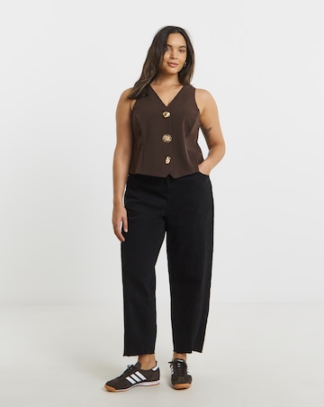 Scuba Crepe Tailored Waistcoat with Gold Button Embellishment