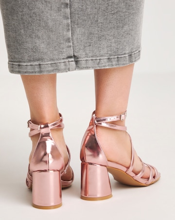 Elle Cross Ankle Strap Heeled Sandals - Wide Fit (E)