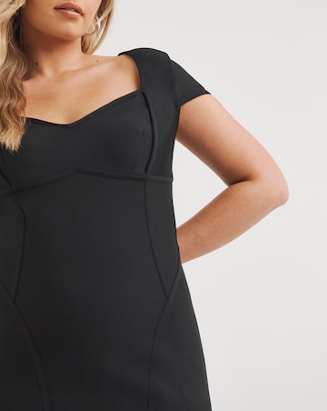 Simply Be Black Contouring Seam Stretch Bandage Midi Dress