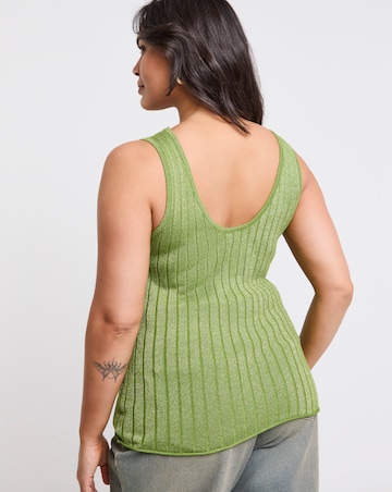 Simply Be Green Metallic Rib Knit Vest Top