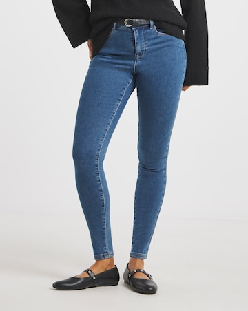 Mid Wash Fleece Lined Cosy Warm Feel Stretch Skinny Jeans