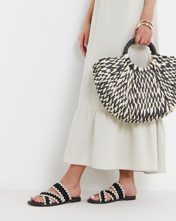 Maude Whipstitch Crossover Flat Sandals - Wide Fit (E)