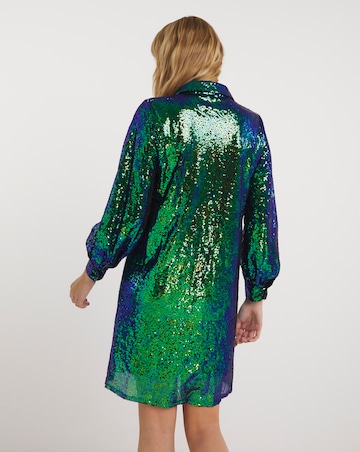 Lovedrobe Two Tone Sequin Shirt Dress
